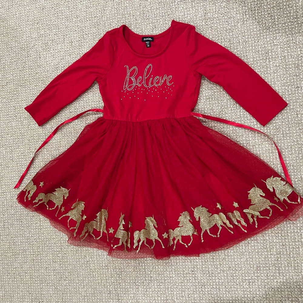 Believe Girls Red Christmas Dress size 6X NWOT